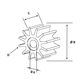 Impeller geschikt voor Jabsco 18786-0001 / CEF 500153 / Cummins 339316200 / JMP 9000